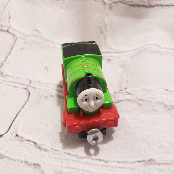 Thomas And Friends Push Along Percy Train Car Metal Year 2013 Mattel No. 6 Green - Picture 8 of 8
